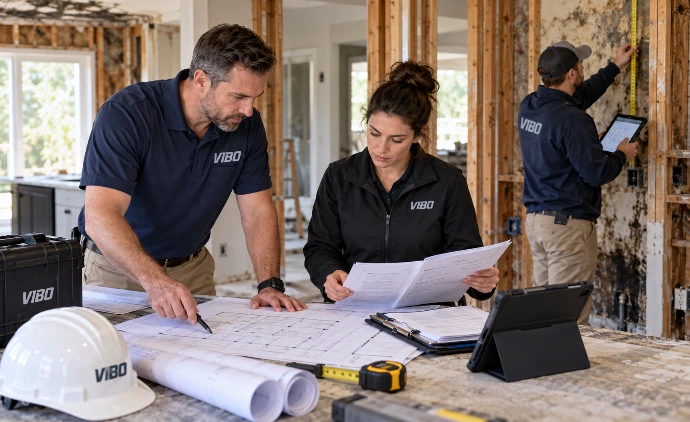 VIBO Team Reviewing Renovation Plans