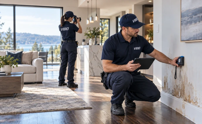 VIBO Technicians Assess Water Damage